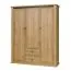 Kleiderschrank | 3 Drehtüren | 2 Schubladen | 5 Fächer | mit 2 Kleiderstangen | 165 cm breit | Farbe: Eiche Abbildung