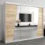 250 cm breiter Schiebetürenschrank mit 3 Türen | 10 Fächer | 2 Kleiderstangen | Farbe: Sonoma Eiche / Weiß Abbildung