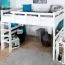 Hochbett für Kinder 160 x 190 cm | Massivholz: Buche | Weiß Lackiert | umbaubar in Einzelbett | Premium-Qualität | inkl. Rollrost Abbildung