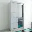 100 cm breiter Schiebetürenschrank mit 2 Türen | 5 Fächer | 2 Kleiderstangen | Farbe: Weiß Abbildung