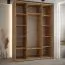 Kleiderschrank mit Spiegeln Mina in Eiche/Weiß, auch für Wohnzimmer geeignet, Anti Staubbürsten, schwarze Metallgriffe, 235,2 x 180 x 60 cm