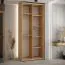 Kleiderschrank Mina mit Schiebetüren in Eiche/Schwarz, viel Stauraum, Großer Spiegel, auch für Wohnzimmer geeignet, Anti Staubbürsten, 235,2 x 120 x 60 cm