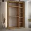 Platzsparender Schiebetürenschrank Mina mit Spiegeltüren, in Eiche/Schwarz, auch für Wohnzimmer geeignet, Anti Staubbürsten, 235,2 x 150 x 60 cm