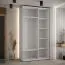 Weißer Schiebetürenschrank Mina, Lamellen in schwarzer Optik, Schwarzer Stahlgriff, viel Stauraum, platzsparend, 235,2 x 130 x 60 cm, moderne Optik