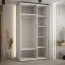 Platzsparender Kleiderschrank Mina, Schiebetüren mit Spiegel, in Weiß/Schwarz gehalten, Anti Staubbürsten enthalten, viel Stauraum, 235,2 x 130 x 60 cm