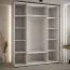 Kleiderschrank mit Spiegeln Mina in Weiß/Eiche, viel Stauraum, auch für Wohnzimmer geeignet, Metallgriffe in Schwarz, 235,2 x 200 x 60 cm, Einlegeböden