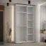 Schiebetürenschrank Mina in Weiß/Eiche, Front aus laminierter Platte, 235,2 x 130 x 60 cm, Anti Staubbürsten, Metallgriffe in schwarz, robust