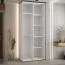 Schiebetürenschrank mit Spiegel Mina, in Weiß/Eiche, Metallgriffe in schwarz gehalten, Front aus laminierter Platte, robust, 235,2 x 120 x -60 cm
