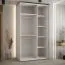 Platzsparender Kleiderschrank Mina, Schiebetüren mit Spiegel, in Weiß/Schwarz gehalten, Anti Staubbürsten enthalten, viel Stauraum, 235,2 x 130 x 60 cm