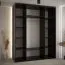 Schwarzer Schiebetürenschrank Mina, modernes Design, schwarze Metallgriffe, Anti-Staubbürsten, platzsparend, viel Stauraum, robust, 235,2 x 200 x 60 cm
