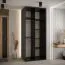 Kleiderschrank Mina in Schwarz/Eiche, 235,2 x 100 x 60 cm, viel Stauraum, schwarze Metallgriffe, Schiebesystem, moderne Optik, Anti Staubbürsten