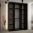 Schiebetürenschrank Mina in Schwarz/Eiche, Front aus laminierter Platte, Anti Staubbürsten, Metallgriffe in schwarz, robust, 235,2 x 170 x 60 cm
