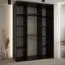 Spiegeltürenschrank Mina in Schwarz/Eiche, auch für Wohnzimmer geeignet, Anti Staubbürsten, Metallgriffe in schwarz, robust, 235,2 x 170 x 60 cm