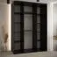 Kleiderschrank Mina mit Schiebetüren und Spiegeln, in Schwarz/Eiche gehalten, moderne Optik, viel Stauraum, Anti Staubbürsten, 235,2 x 180 x 60 cm