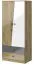 Drehtürenschrank / Kleiderschrank Sirte 01, Farbe: Eiche / Weiß / Grau Hochglanz - Abmessungen: 190 x 80 x 50 cm (H x B x T)