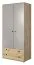 Eleganter Drehtürenschrank / Kleiderschrank Moknine 02, 2 Schubladen, Eiche / Platingrau, Maße: 194 x 90 x 50 cm, ABS Kantenschutz, 1 Kleiderstange