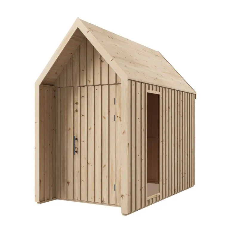 Steiner Shopping Gartenhütte aus massiver Fichte | 1 Fenster | Natur | Grundfläche: 4,64 m² | Skandinavischer Style | Satteldach | Außenmaße: 162,4 x 285,7 cm | Malmö 30