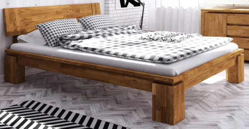Doppelbett Tasman 01 Wildeiche massiv geölt - Liegefläche: 200 x 200 cm (B x L)