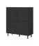 Dunkle Kommode mit vier Türen Zapopan 92, Push-to-open Funktion, Farbe: Schwarz, Beine: Metall, Maße: 112 x 100 x 40 cm, acht Fächer, für Vorraum