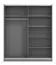 Grauer Schiebetürenschrank mit einer Kleiderstange Kule 02, Kleiderschrank, Farbe: Graphitgrau, sechs Fächer, Maße: 210 x 179 x 62,5 cm, modernes Design