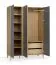 Kleiderschrank | Farbe: Graphit | 3 Türen | Drehtürenschrank | inkl. LED-Beleuchtung | Maße: 140 x 60 x 204 cm | 2 Schubladen | 6 Fächer | 1 Kleiderstange