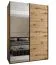 Kleiderschrank / Schiebetürenschrank | 11 Fächer | Spiegel | 2 Kleiderstangen | 245,5 x 170 x 64 cm | 2 Schiebetüren | Soft-Close | Farbe: Eiche Artisan