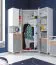 Jugendzimmer - Drehtürenschrank / Eckkleiderschrank Burdinne 02, Farbe: Weiß / Eiche / Grau - Abmessungen: 190 x 90 x 90 cm (H x B x T)