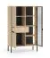 Vitrine | Farbe: Eiche Lindberg | Metallfüße | 1 Schublade | gehärtetes Graphitglas | inkl. LED-Beleuchtung | 7 Fächer | Push-to-open Funktion | 92 x 40 x 150 cm