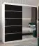 200 cm breiter Kleiderschrank mit 10 Fächern und 2 Türen | Farbe: Weiß / Schwarz Abbildung