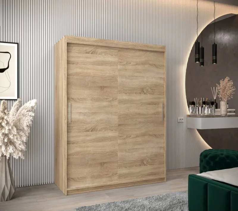 150 cm breiter Kleiderschrank mit 5 Fächern und 2 Türen | Farbe: Sonoma Eiche Abbildung