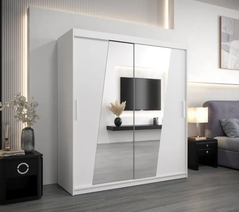 180 cm breiter Kleiderschrank mit 2 Türen | 10 Fächer | Farbe: Weiß Abbildung