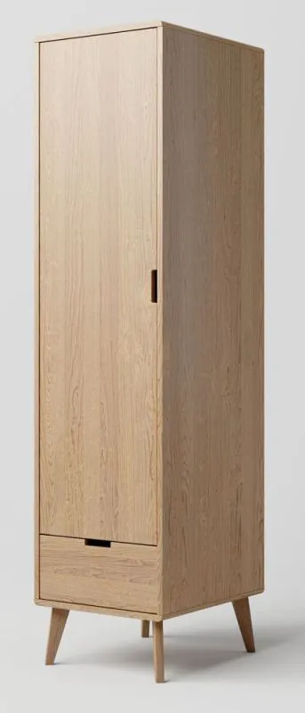 Schrank Eiche massiv natur Aurornis 02 - Abmessungen: 200 x 50 x 60 cm (H x B x T)