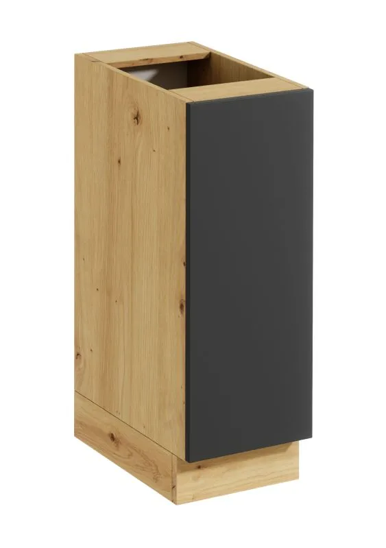 Küchen-Unterschrank | Push-to-Open | grifflose Front | 1 Tür | 30 x 46,8 x 82 | Artisan-Eiche / Grau | Matterhorn 08 | 2 Fächer
