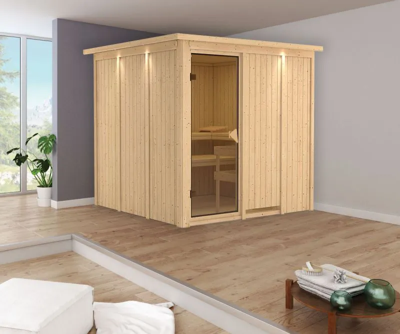 Sauna Greta 04, 68 mm Wandstärke - 210 x 210 x 202 cm (B x T x H)