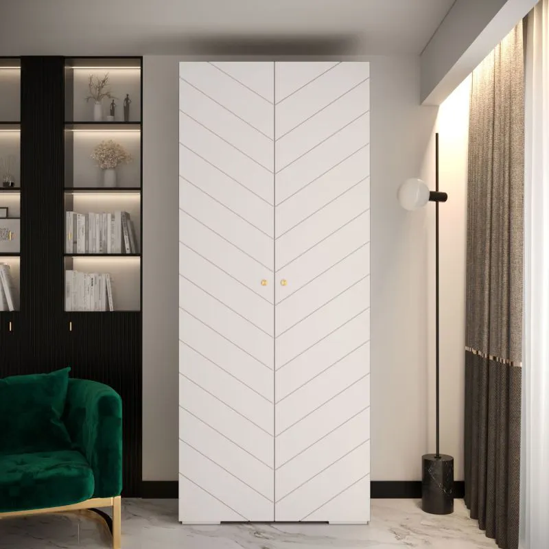 Kleiderschrank mit genügend Einlegeböden Beskiden 15, Farbe: Weiß - Abmessungen: 236,5 x 100 x 47 cm (H x B x T)