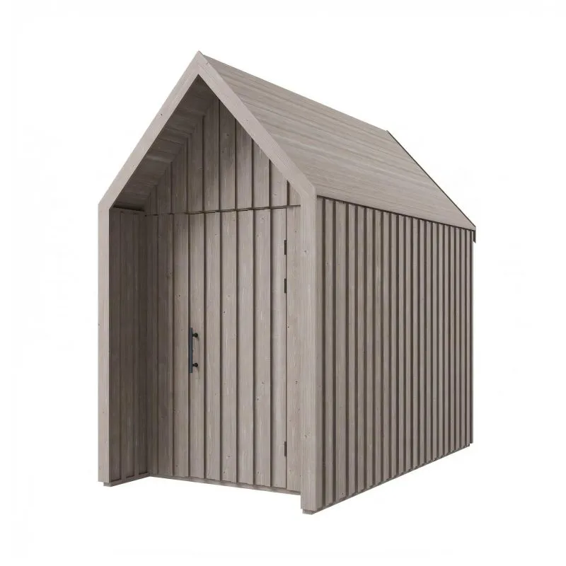 Gartenhütte | Grau-Beige | Grundfläche: 4,64 m² | Skandinavischer Style | Satteldach | Fichtenholz | Malmö 13 | Außenmaße: 162,4 x 285,7 cm