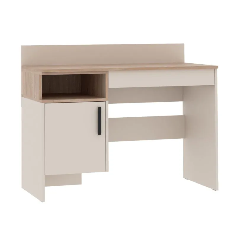 Schreibtisch | 87 x 110 x 55 cm | Fafe 02 | Kaschmir / Eiche Cremona | Holzoptik | Zweifarbig | 1 Tür | 1 offenes Fach | 1 Schublade | Soft Close