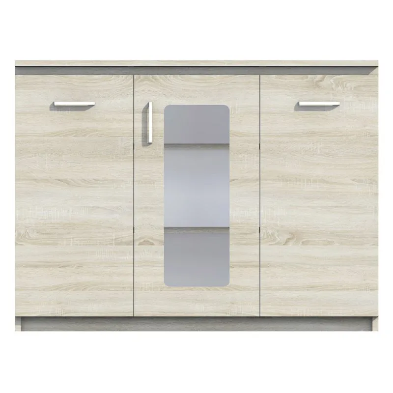 Vitrine Pamulang 03, Farbe: Sonoma Eiche - Abmessungen: 91 x 122 x 40 cm (H x B x T)