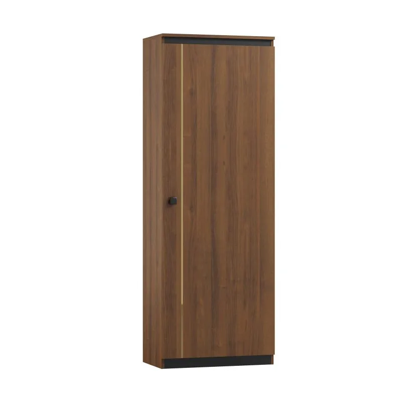Schrank Mojokerto 22, Farbe: Walnuss / Schwarz - Abmessungen: 194 x 70 x 39 cm (H x B x T)