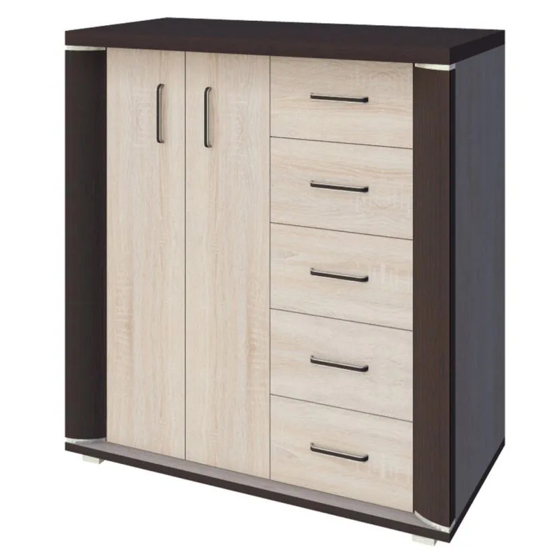 Kommode Aitape 40, Farbe: Sonoma Eiche dunkel / Sonoma Eiche hell - Abmessungen: 105 x 100 x 40 cm (H x B x T)