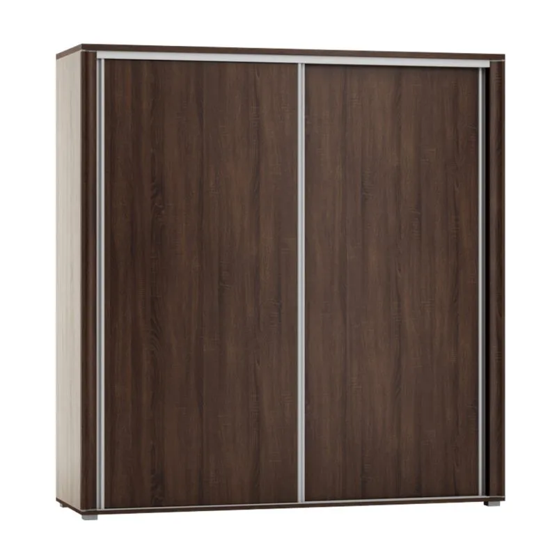 Schiebetürenschrank / Kleiderschrank Aitape 18, Farbe: Sonoma Eiche dunkel - Abmessungen: 188 x 150 x 60 cm (H x B x T)