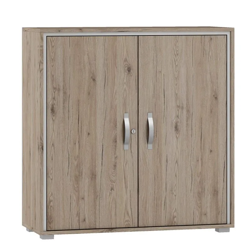 Kommode Cianjur 07, Farbe: Eiche / Weiß - Abmessungen: 108 x 105 x 40 cm (H x B x T)