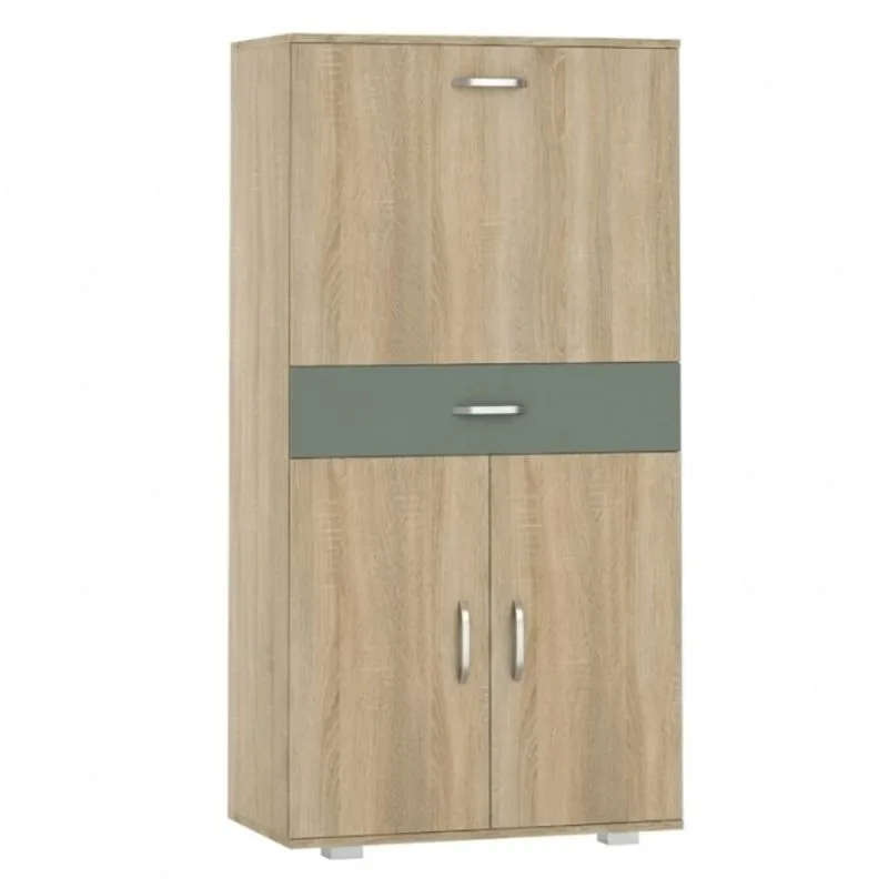 Schrank Ciomas 08, Farbe: Sonoma Eiche / Grau - Abmessungen: 145 x 74 x 40 cm (H x B x T)