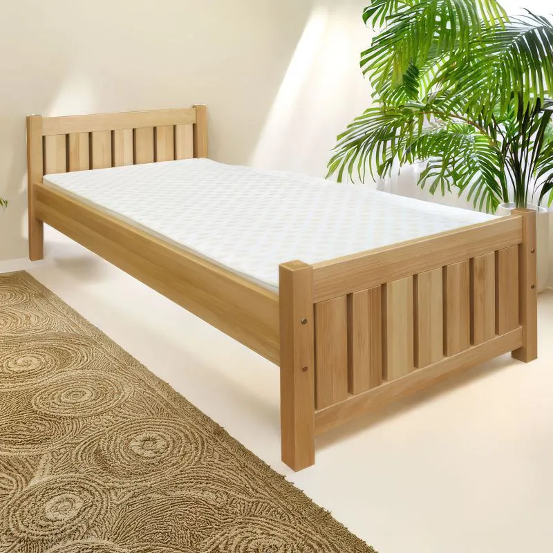 Einzelbett / Gästebett Buche massiv Vollholz natur 107, inkl. Lattenrost - Abmessung 100 x 200 cm