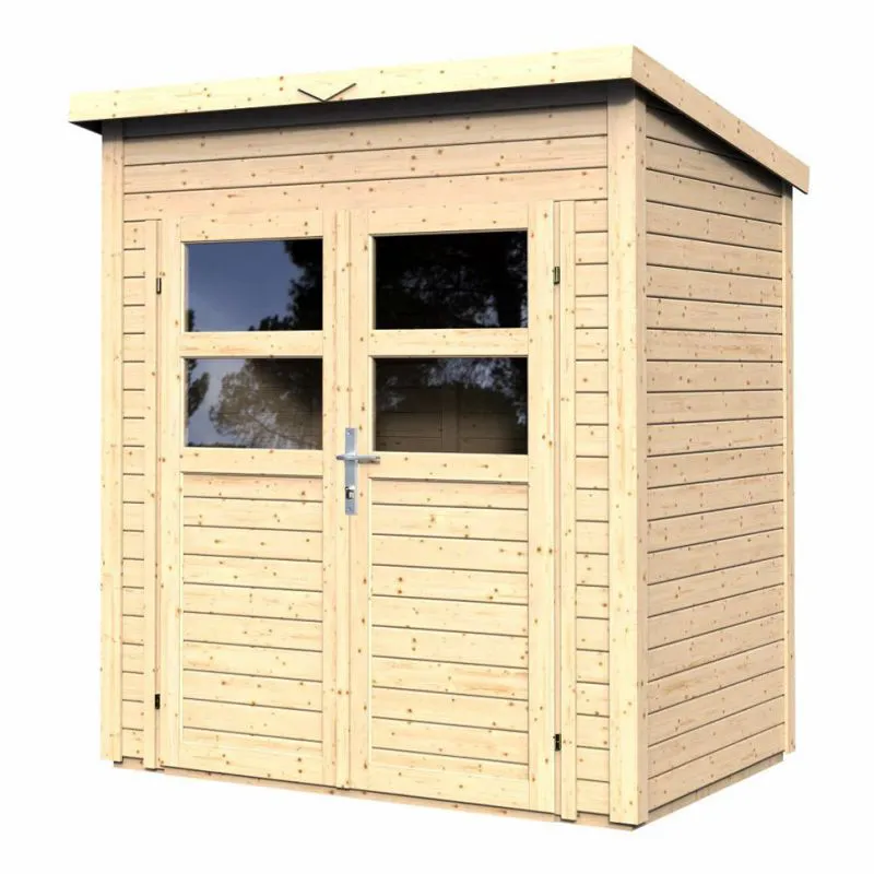 Holz-Gartenhaus 1,39 x 1,91 Meter (inkl. Dach) | Natur | Pultdach Abbildung