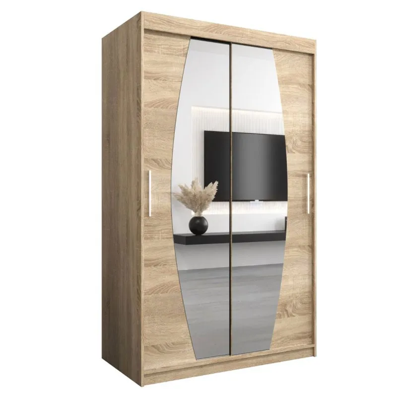 120 cm breiter Kleiderschrank mit 5 Fächern und 2 Türen | Farbe: Sonoma Eiche Abbildung