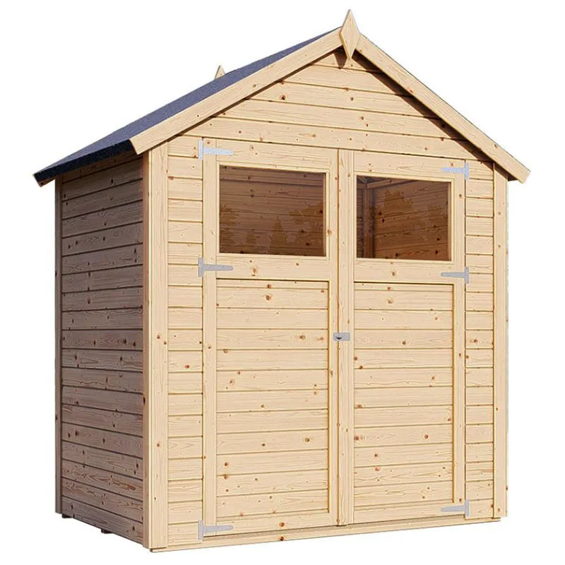 Gartenhaus / Gerätehaus 1,31 x 2,02 Meter (inkl. Dach) | aus Holz | aus vorgefertigten Elementen| unbehandelt | mit Satteldach Abbildung