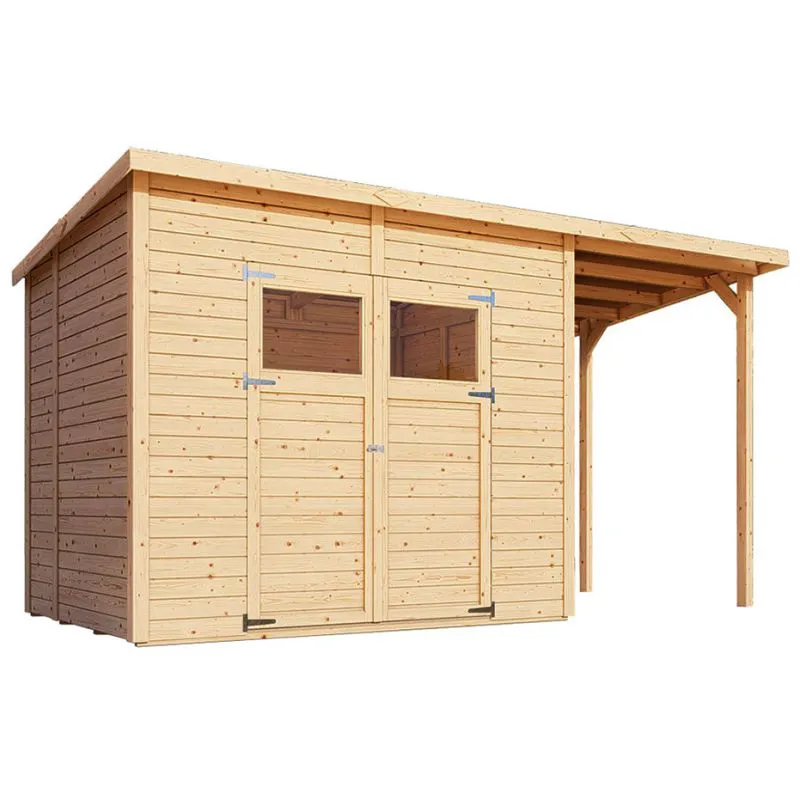 Gerätehaus / Gartenhaus 1,8 x 3,86 Meter (inkl. Dach) | aus Holz | aus vorgefertigten Elementen| unbehandelt | mit Pultdach Abbildung