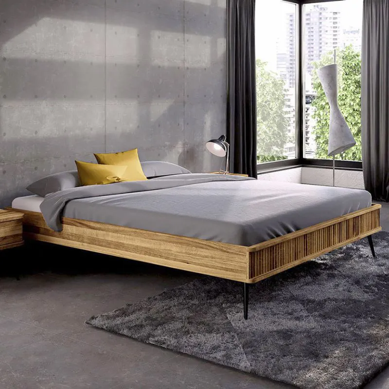 Eiche-Bett massiv | 90 x 200 cm | Wildeiche | Geölt | Natur Abbildung