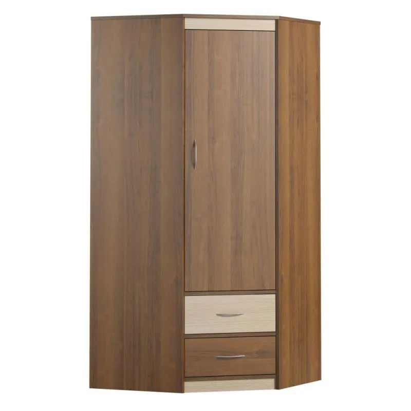 85 cm breiter Kleiderschrank mit 1 Tür, 4 Fächern und 2 Schubladen | Farbe: Ahorn | Tiefe: 85 cm Abbildung